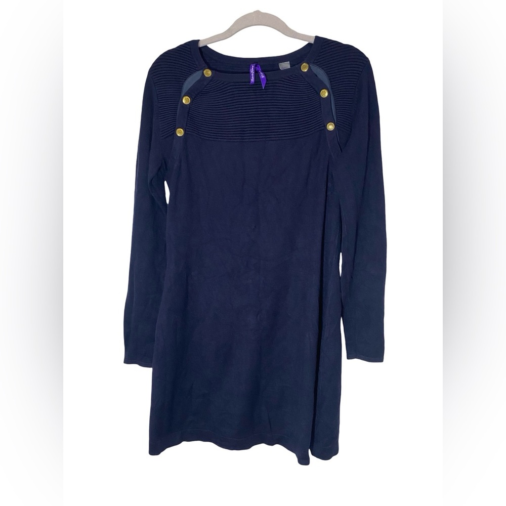 Seraphine‎ Navy Blue Ribbed Maternity & Nursing Dress - Gold Buttons - Size 4